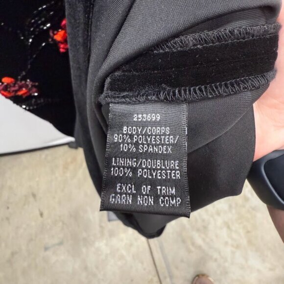 JS Botique Black Velvet Floral Applique Floor Length Gown - Picture 6 of 6